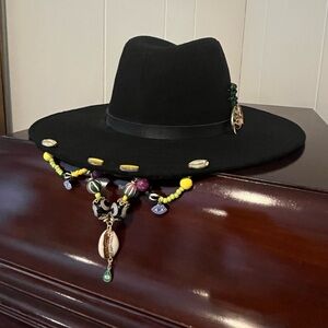 Handcrafted One of a Kind Mardi Gras Inspired Bead Embellished Hat
